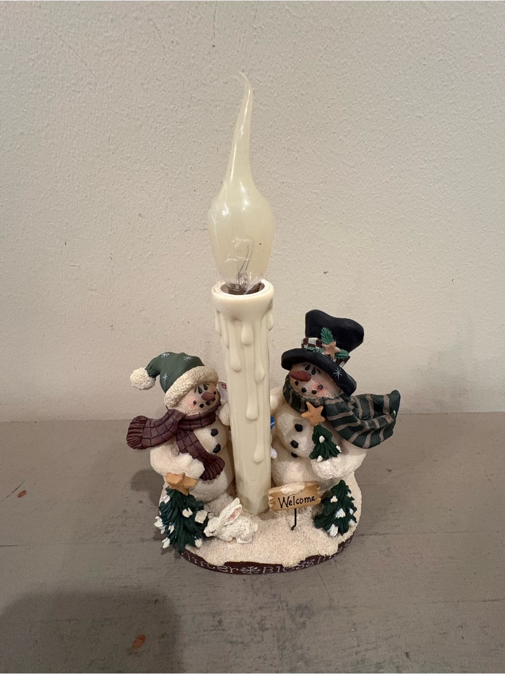 VTG Electric Snowmen Candle Lamp